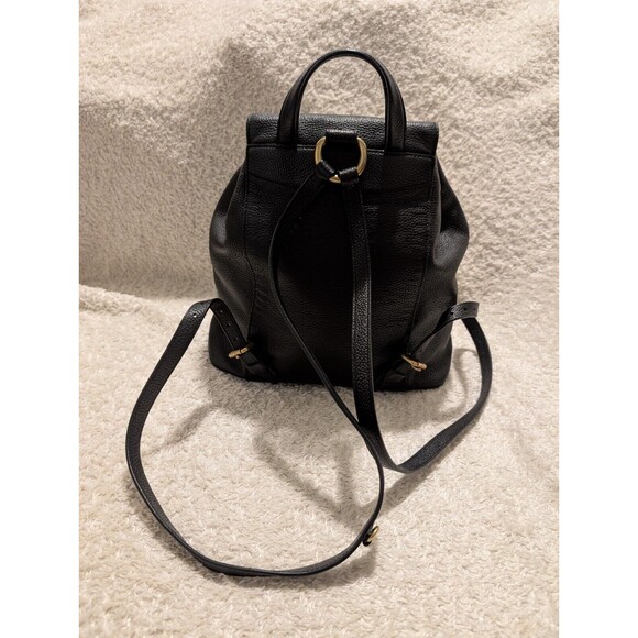 Coach Black Pebbled Leather Backpack Bag Authentic Evie Goldtone Hardware - Picture 4 of 12